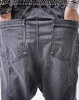 【bajra】 UNISEX SARROUEL SUPER STRETCH COTTON DENIM PANTS 159QP03_USED BLACK WASH