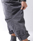 【bajra】 UNISEX SARROUEL SUPER STRETCH COTTON DENIM PANTS 159QP03_USED BLACK WASH