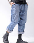 【bajra】 UNISEX SARROUEL SUPER STRETCH COTTON DENIM PANTS 159QP03_BLUE WASH