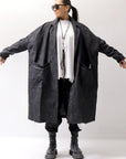 【studio b3】 UNISEX OVERSIZED LONG CARDIGAN SHIRT CB1298_GRAPHITE BLACK