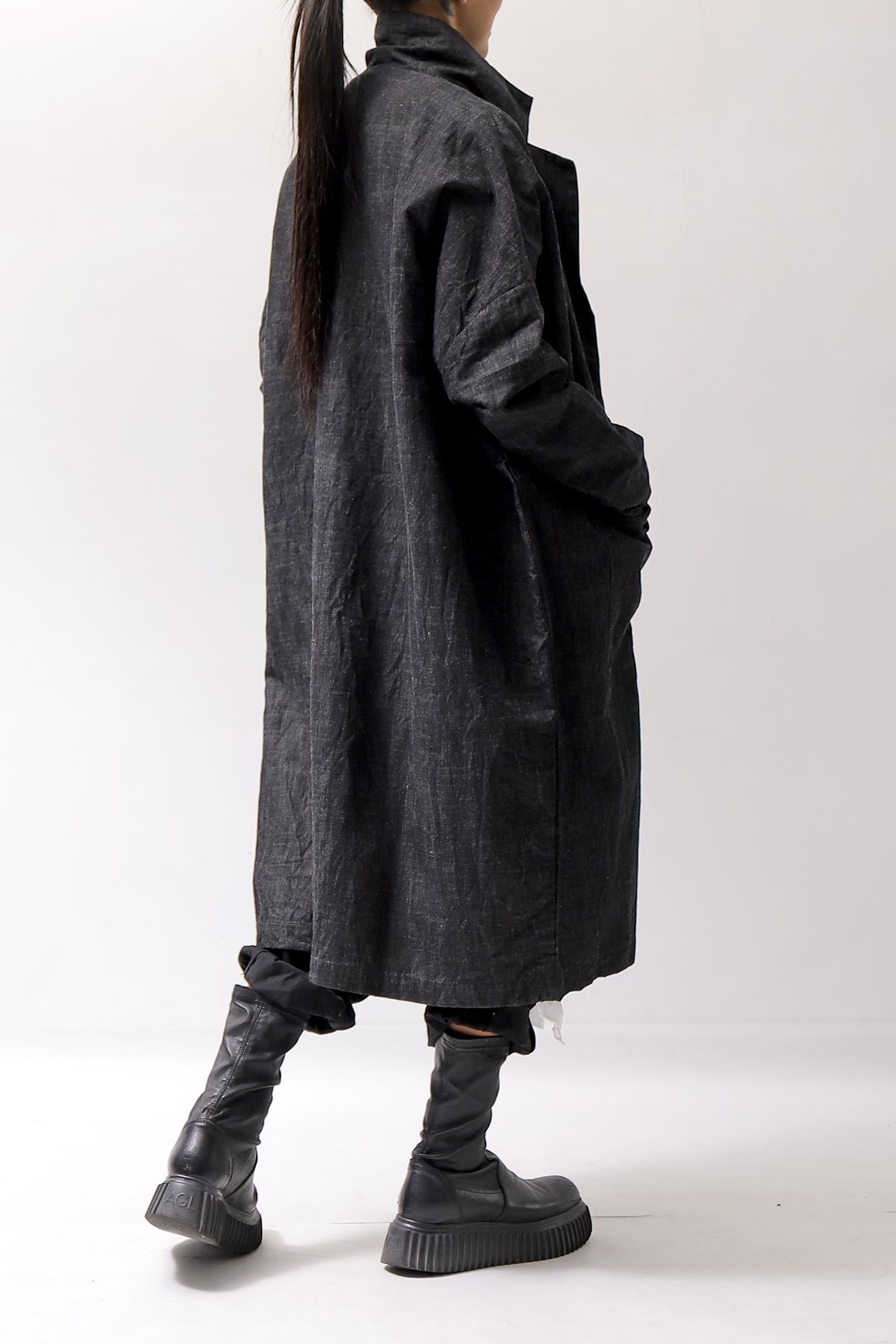 【studio b3】 UNISEX OVERSIZED LONG CARDIGAN SHIRT CB1298_GRAPHITE BLACK