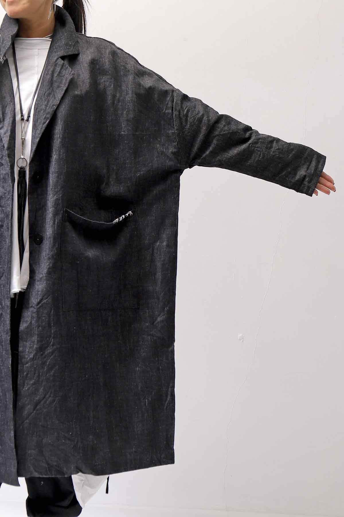 【studio b3】 UNISEX OVERSIZED LONG CARDIGAN SHIRT CB1298_GRAPHITE BLACK