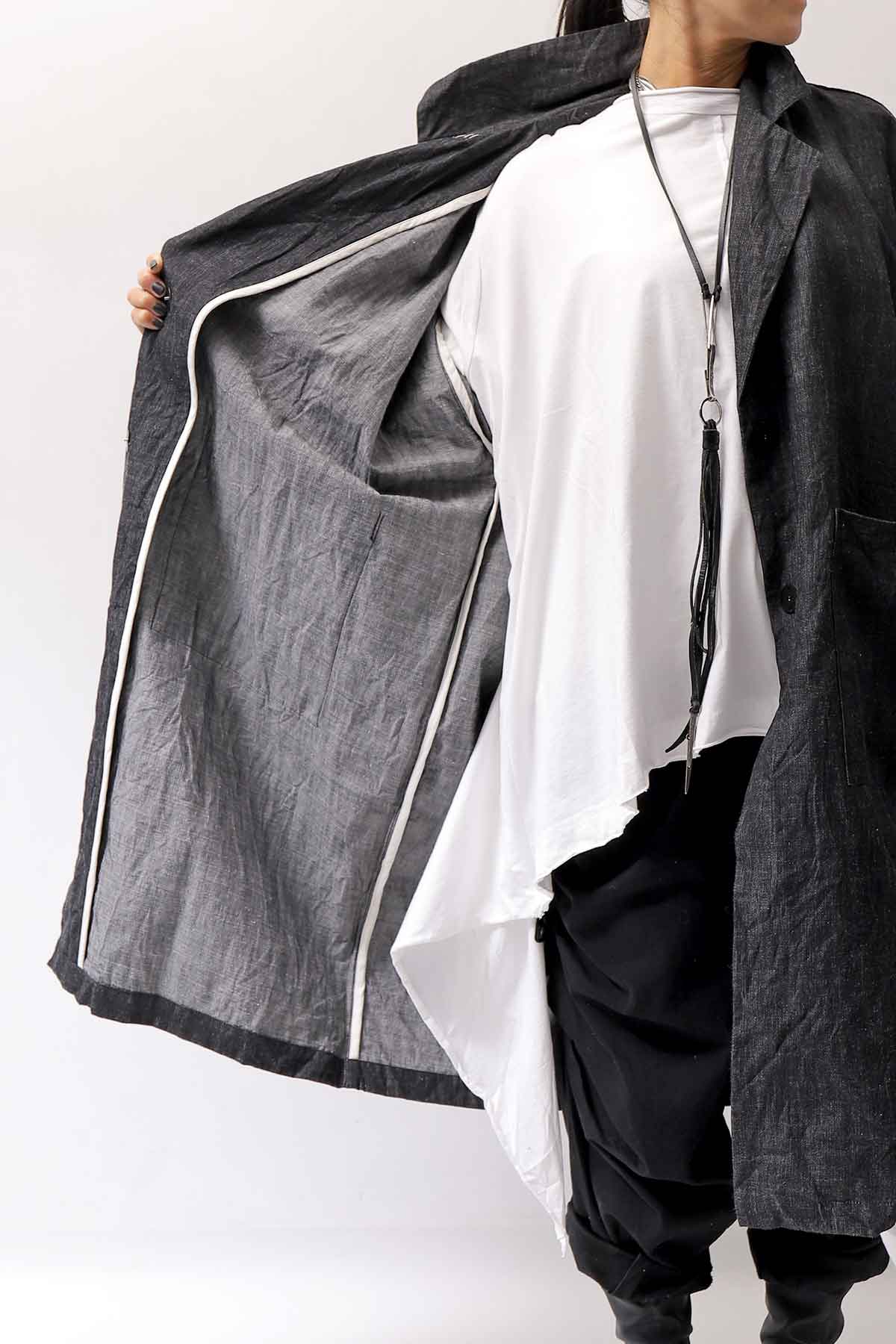 【studio b3】 UNISEX OVERSIZED LONG CARDIGAN SHIRT CB1298_GRAPHITE BLACK