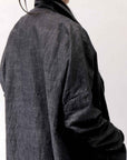 【studio b3】 UNISEX OVERSIZED LONG CARDIGAN SHIRT CB1298_GRAPHITE BLACK