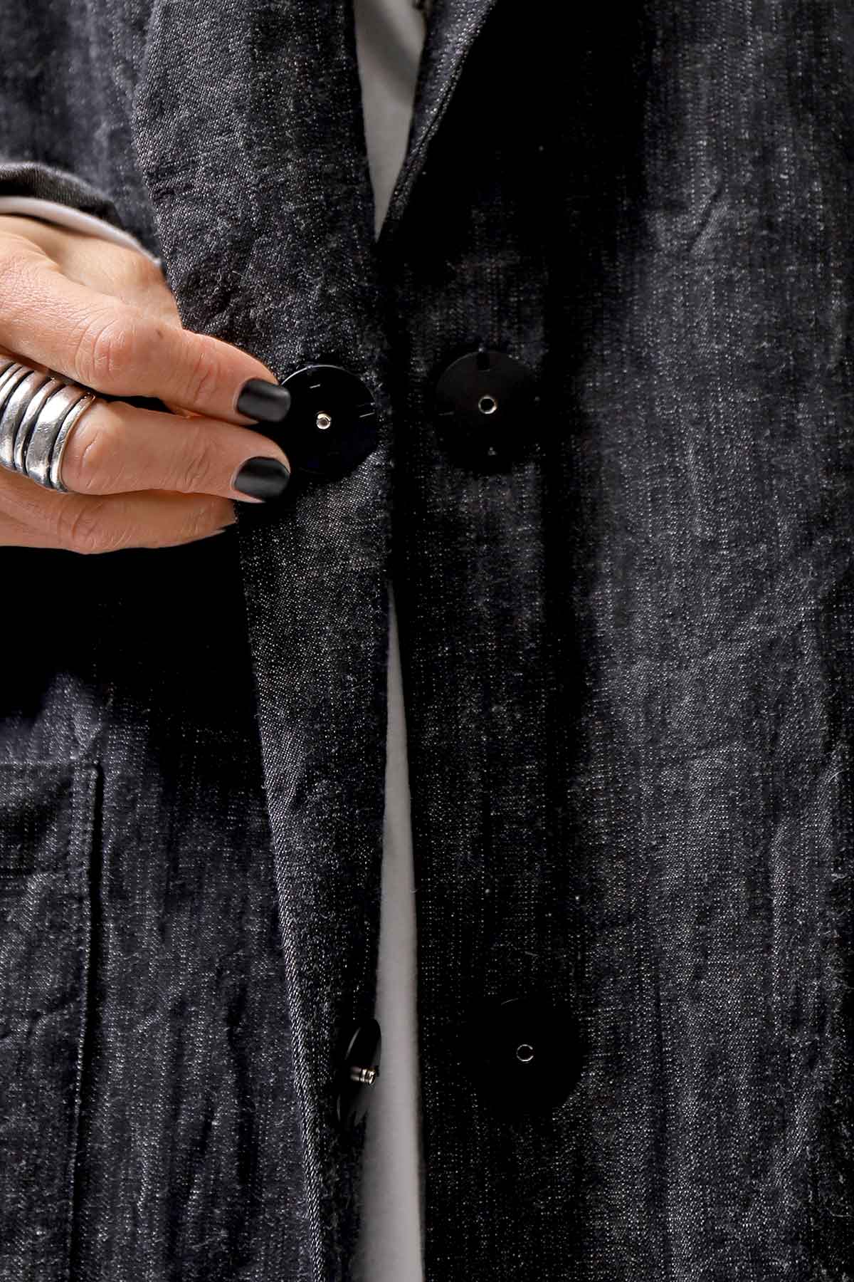 【studio b3】 UNISEX OVERSIZED LONG CARDIGAN SHIRT CB1298_GRAPHITE BLACK