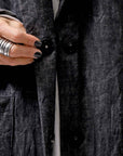 【studio b3】 UNISEX OVERSIZED LONG CARDIGAN SHIRT CB1298_GRAPHITE BLACK