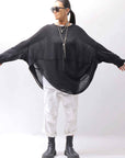 【RUNDHOLZ】 UNISEX OVER SIZED PAPER COTTON TOP _BLACK