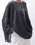 【RUNDHOLZ】 UNISEX OVER SIZED PAPER COTTON TOP _BLACK