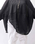 【RUNDHOLZ】 UNISEX OVER SIZED PAPER COTTON TOP _BLACK