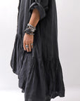 【RUNDHOLZ】 COTTON CHIFFON SHIRT DRESS _BLACK GLOSS