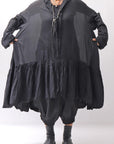 【RUNDHOLZ】 COTTON CHIFFON SHIRT DRESS _BLACK GLOSS