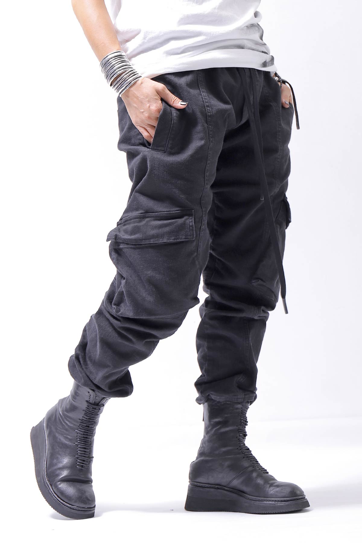 【Andrea Ya'aqov】 UNISEX DENIM CARGO PANTS DEN60_BLACK