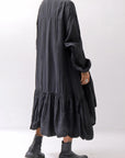 【RUNDHOLZ】 COTTON CHIFFON SHIRT DRESS _BLACK GLOSS