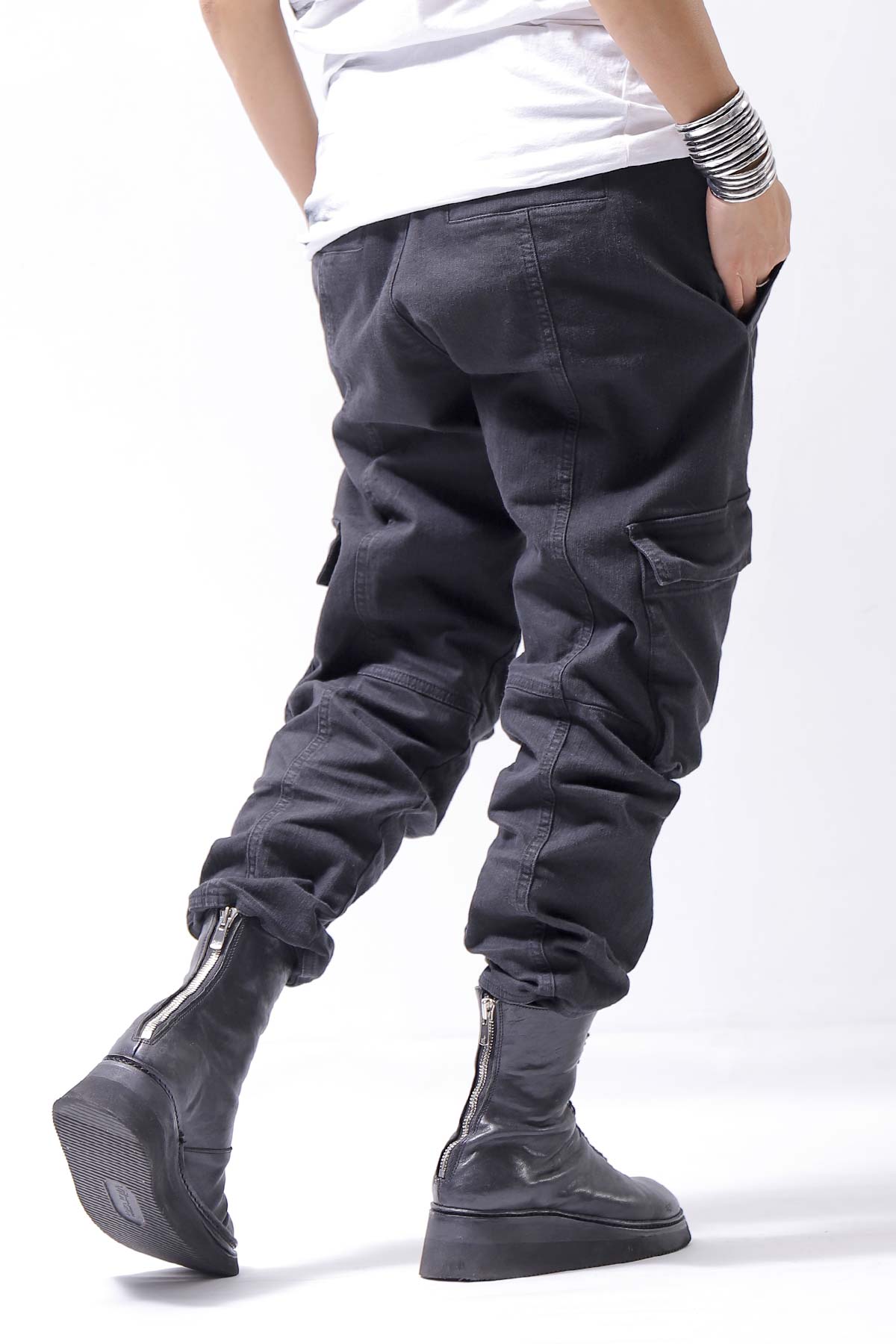 【Andrea Ya'aqov】 UNISEX DENIM CARGO PANTS DEN60_BLACK
