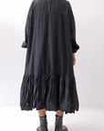 【RUNDHOLZ】 COTTON CHIFFON SHIRT DRESS _BLACK GLOSS