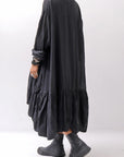 【RUNDHOLZ】 COTTON CHIFFON SHIRT DRESS _BLACK GLOSS