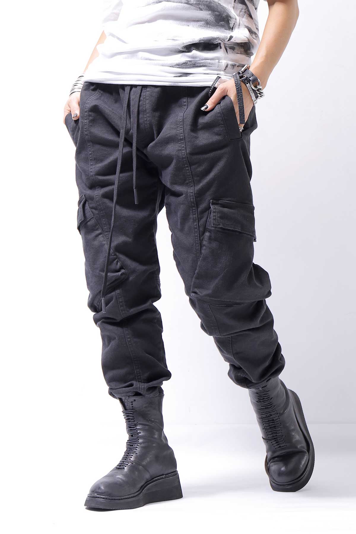 【Andrea Ya'aqov】 UNISEX DENIM CARGO PANTS DEN60_BLACK