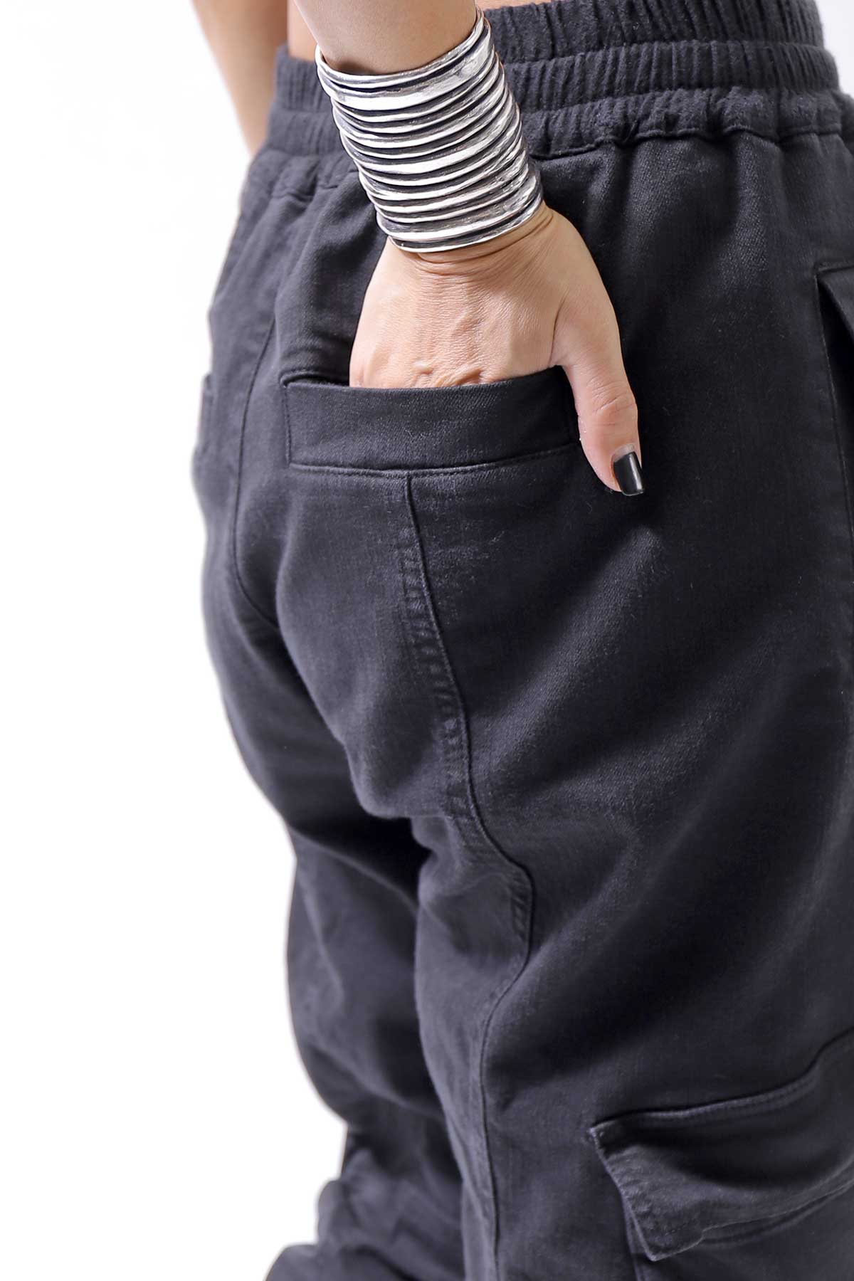 【Andrea Ya'aqov】 UNISEX DENIM CARGO PANTS DEN60_BLACK