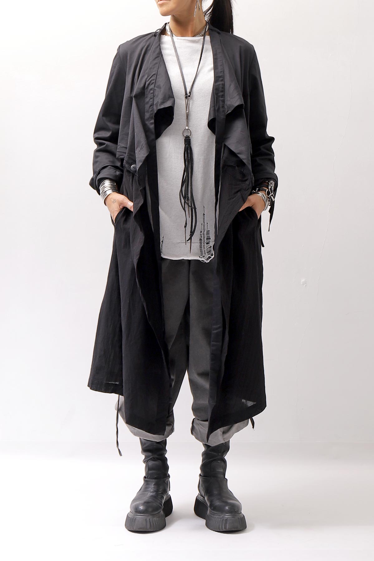 【studio b3】 2WAY LIGHT CARDIGAN COAT MPB1872_BLACK