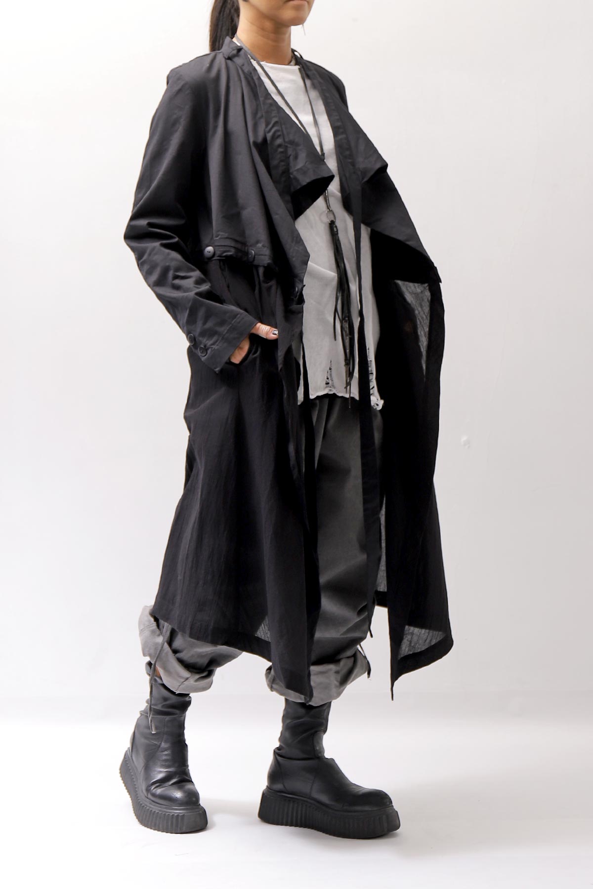 【studio b3】 2WAY LIGHT CARDIGAN COAT MPB1872_BLACK