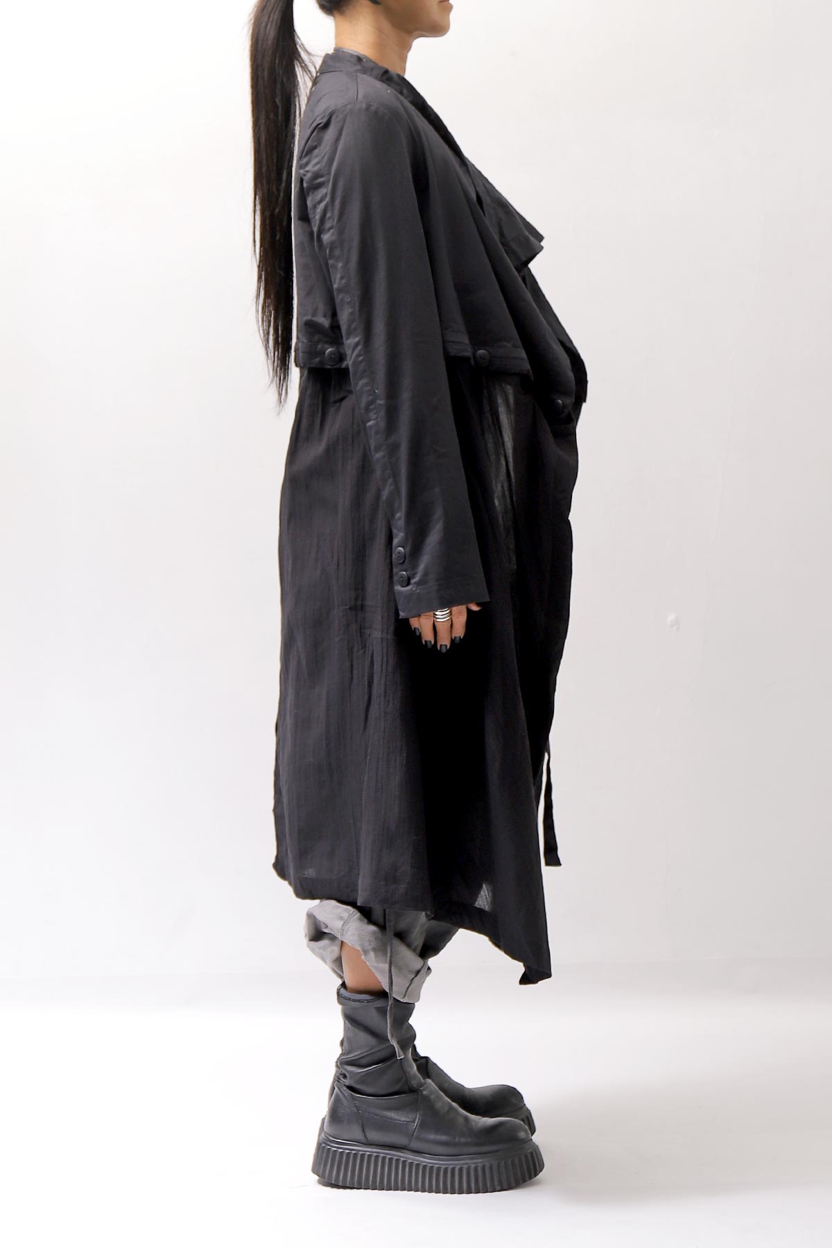 【studio b3】 2WAY LIGHT CARDIGAN COAT MPB1872_BLACK