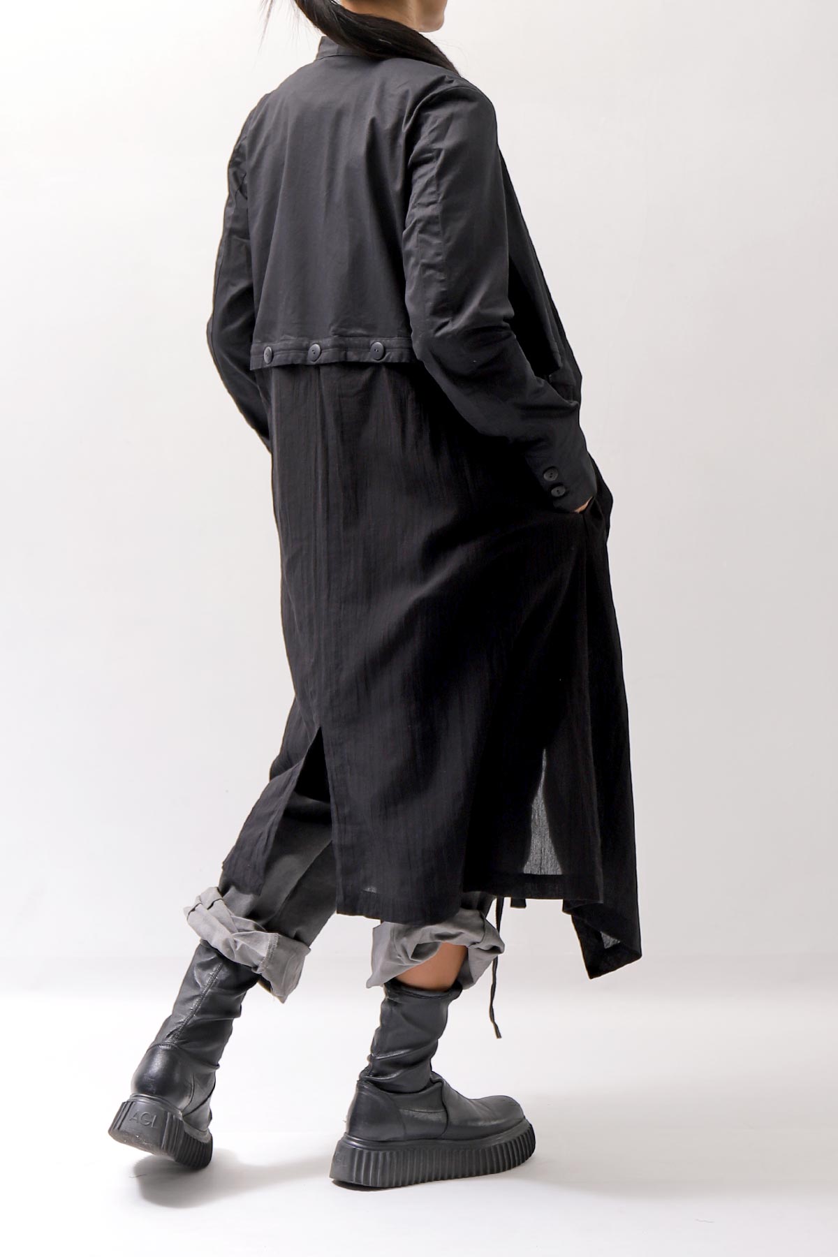 【studio b3】 2WAY LIGHT CARDIGAN COAT MPB1872_BLACK