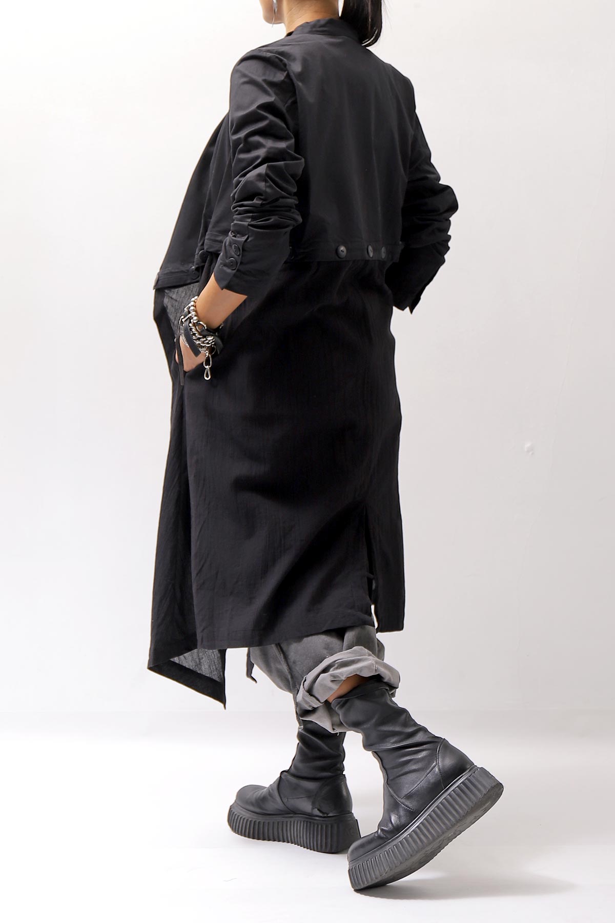 【studio b3】 2WAY LIGHT CARDIGAN COAT MPB1872_BLACK