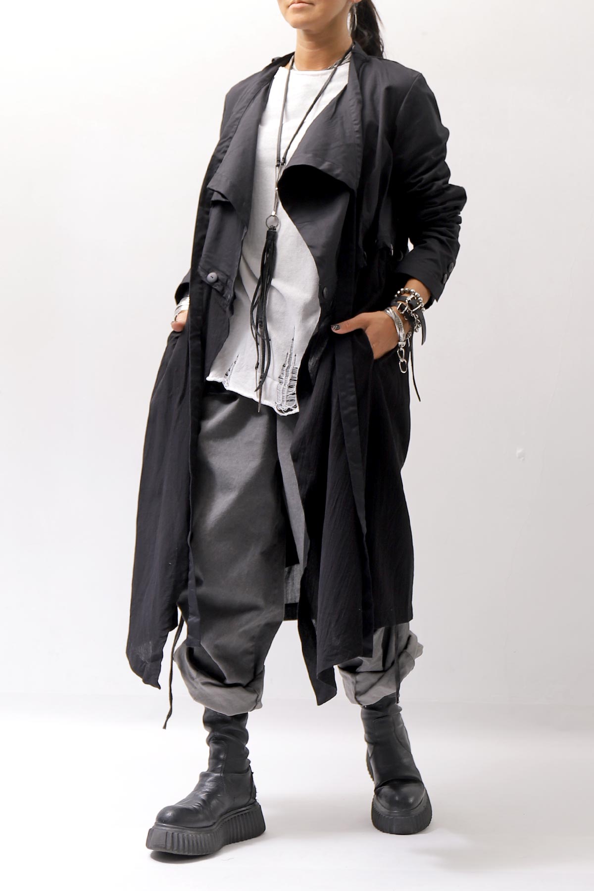 【studio b3】 2WAY LIGHT CARDIGAN COAT MPB1872_BLACK