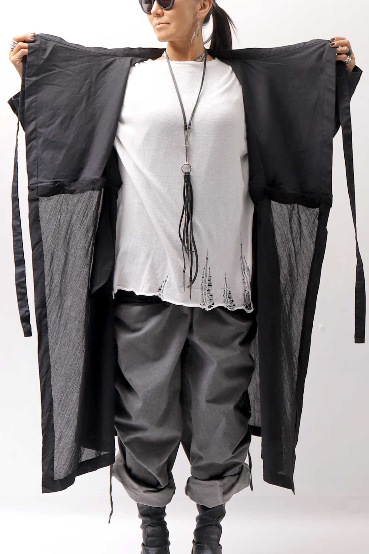 【studio b3】 2WAY LIGHT CARDIGAN COAT MPB1872_BLACK