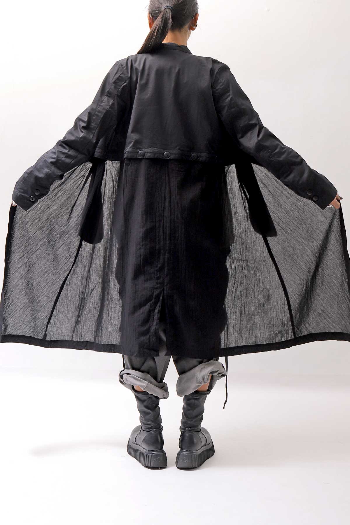 【studio b3】 2WAY LIGHT CARDIGAN COAT MPB1872_BLACK