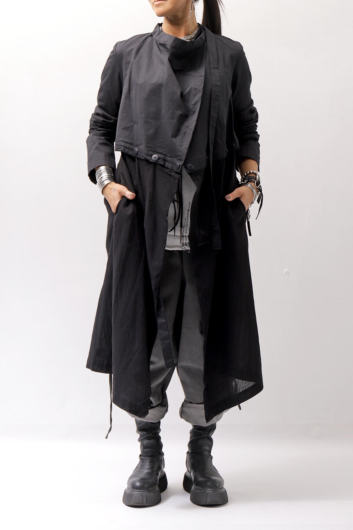 【studio b3】 2WAY LIGHT CARDIGAN COAT MPB1872_BLACK