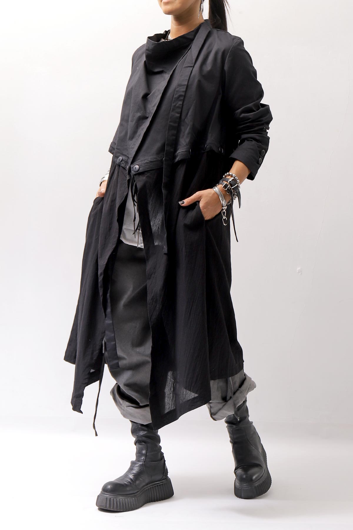 【studio b3】 2WAY LIGHT CARDIGAN COAT MPB1872_BLACK
