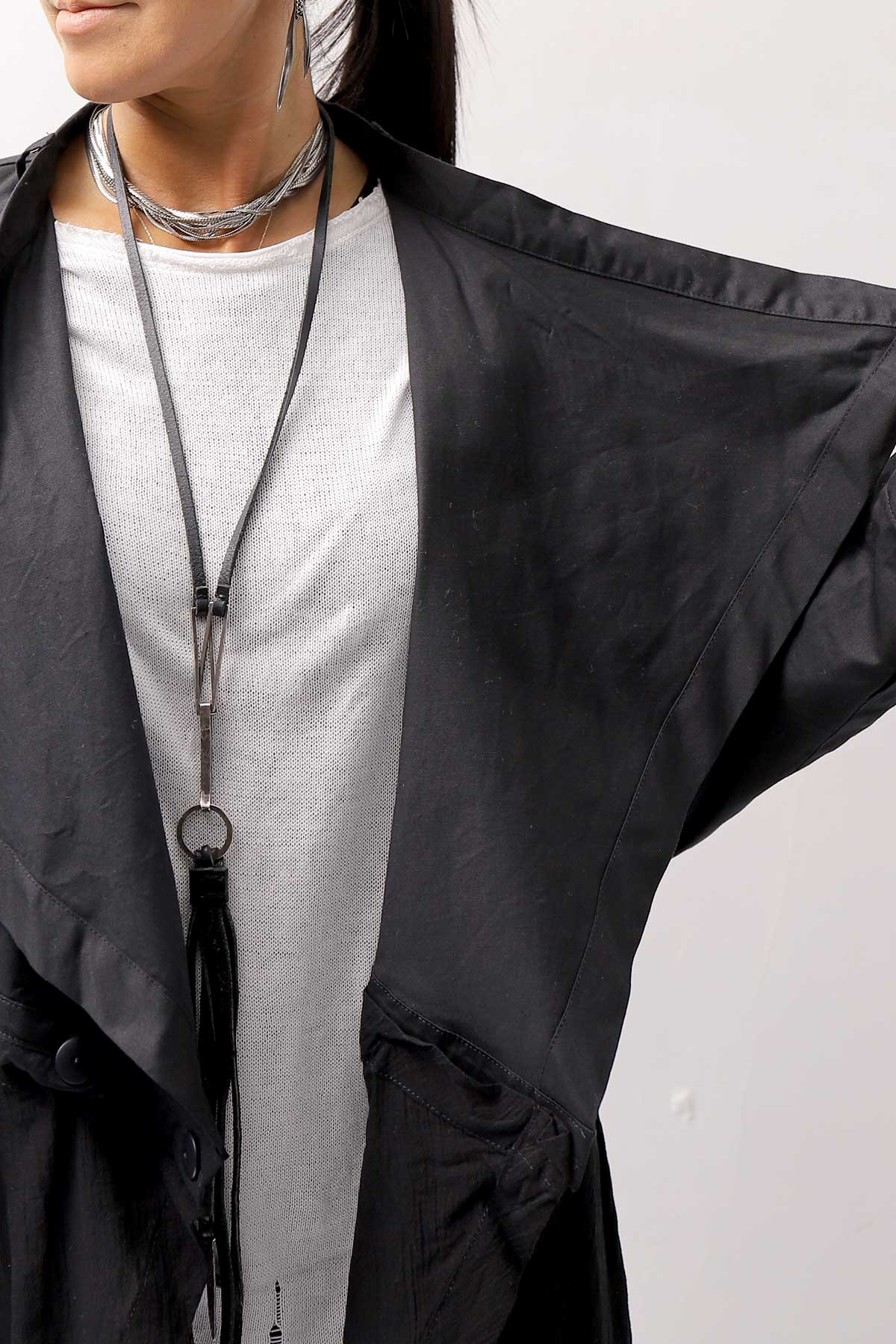 【studio b3】 2WAY LIGHT CARDIGAN COAT MPB1872_BLACK