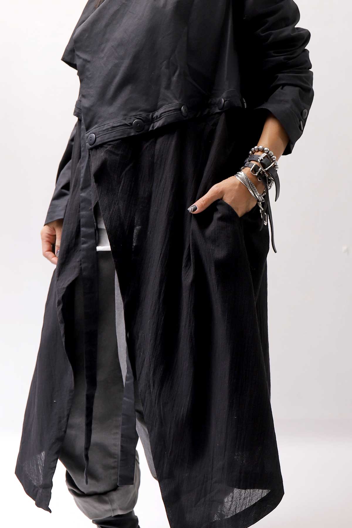 【studio b3】 2WAY LIGHT CARDIGAN COAT MPB1872_BLACK