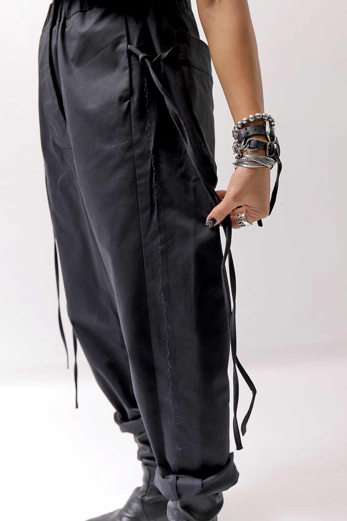 【studio b3】 UNISEX COTTON SARROUEL PANTS OGB1760/M2_BLACK