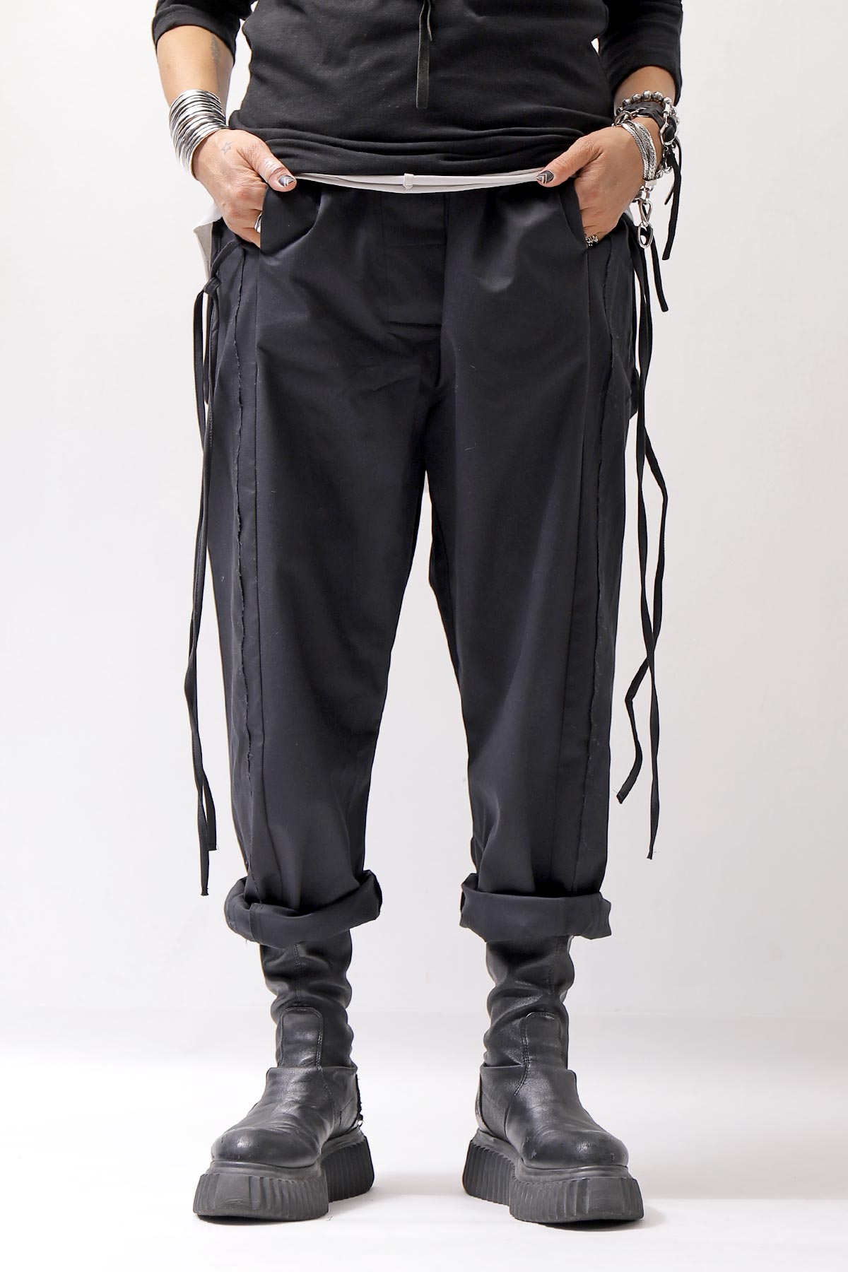 【studio b3】 UNISEX COTTON SARROUEL PANTS OGB1760/M2_BLACK