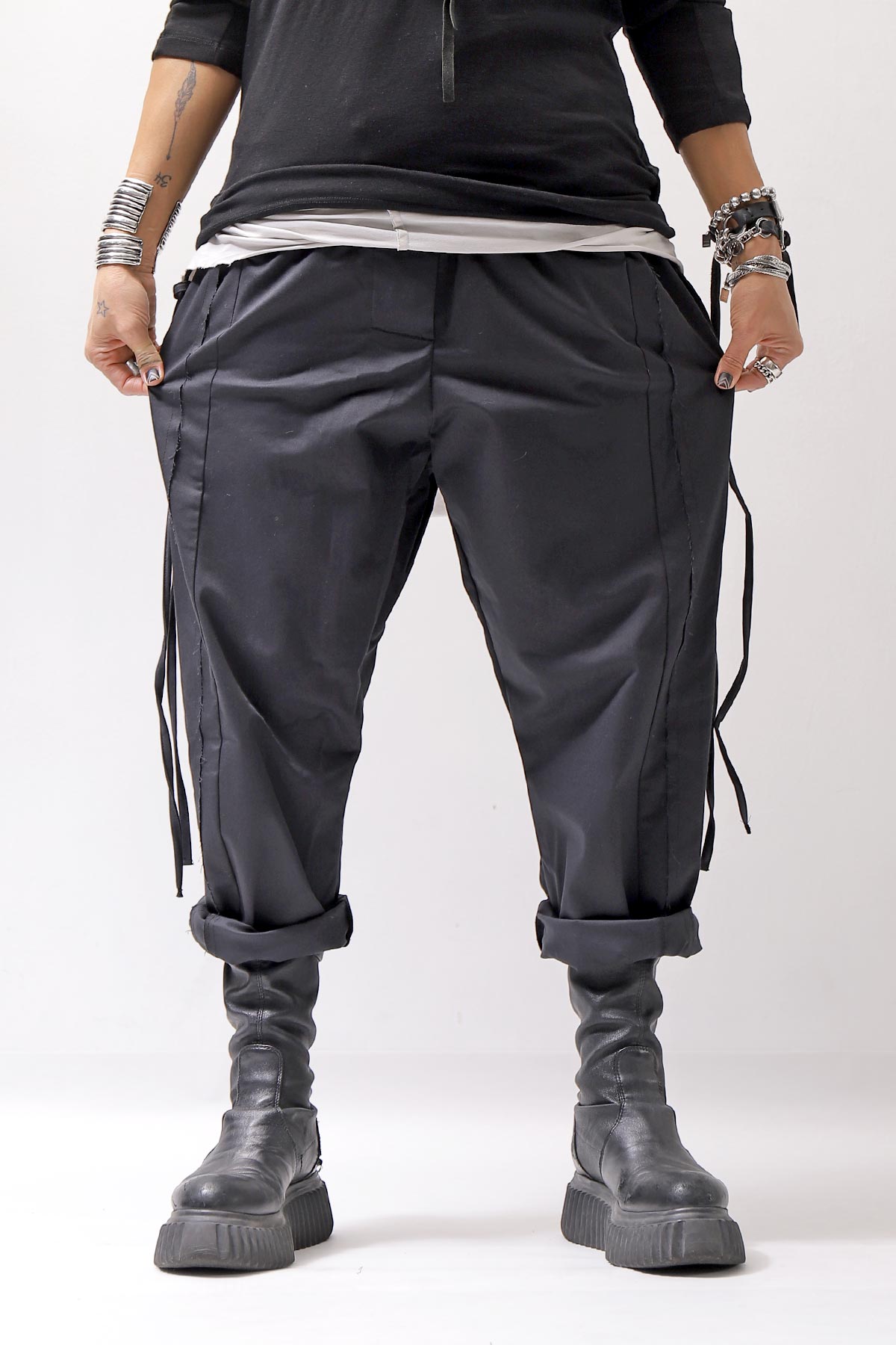 【studio b3】 UNISEX COTTON SARROUEL PANTS OGB1760/M2_BLACK