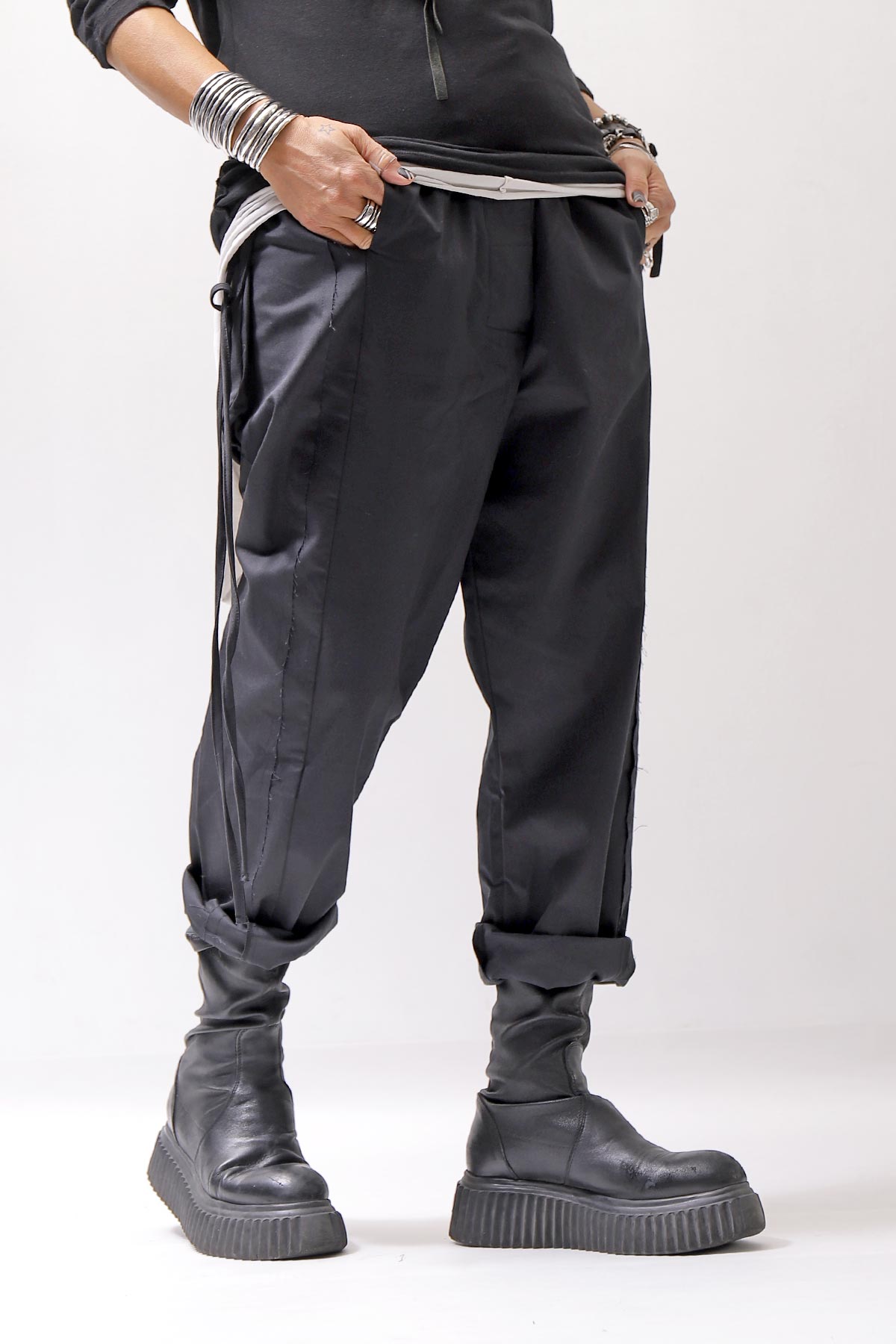 【studio b3】 UNISEX COTTON SARROUEL PANTS OGB1760/M2_BLACK