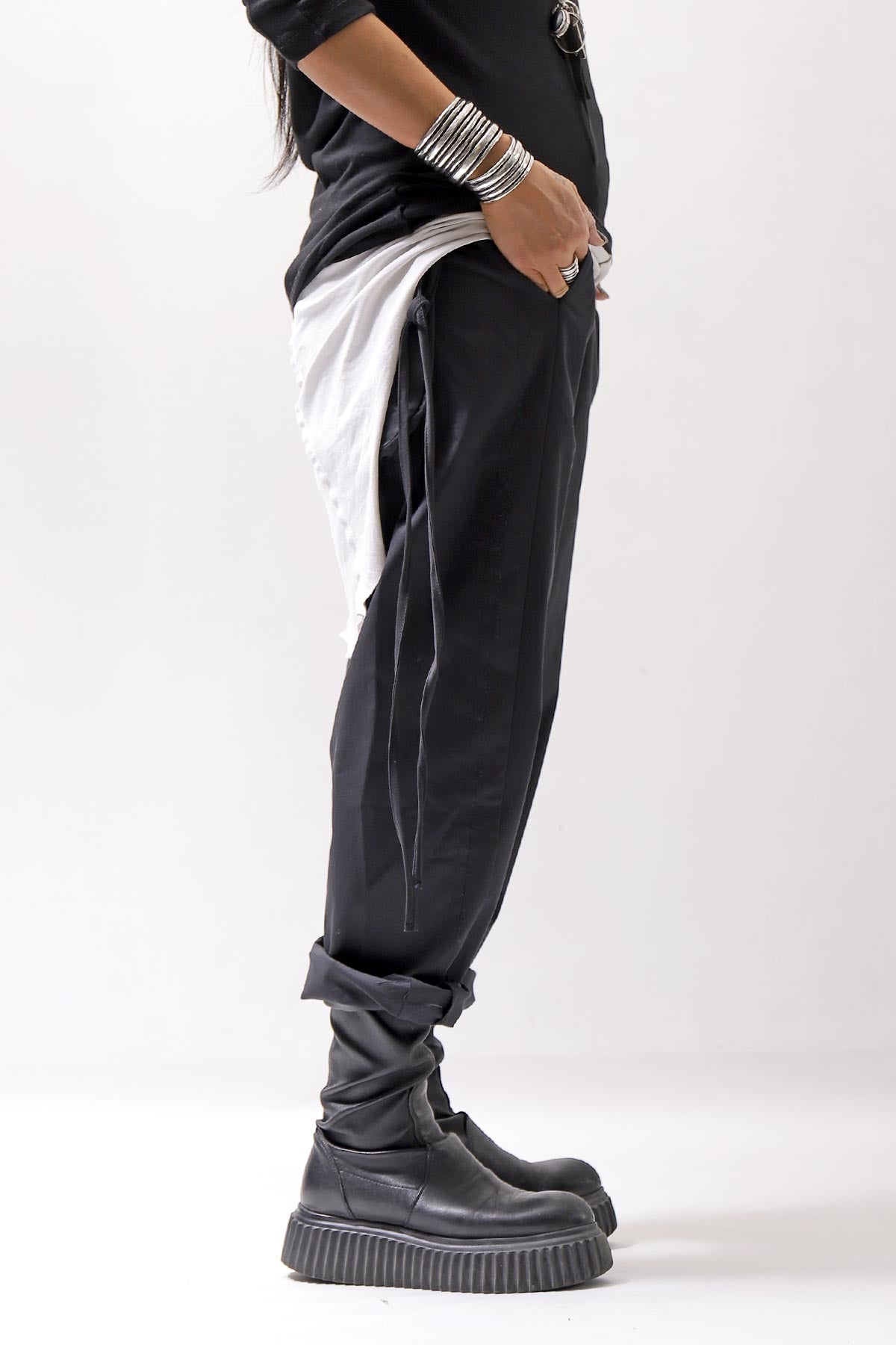 【studio b3】 UNISEX COTTON SARROUEL PANTS OGB1760/M2_BLACK