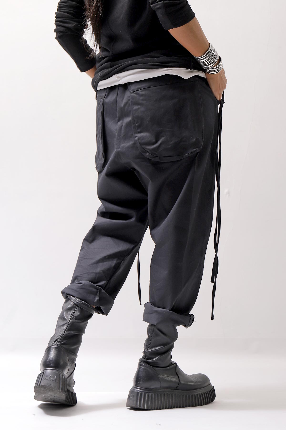 【studio b3】 UNISEX COTTON SARROUEL PANTS OGB1760/M2_BLACK
