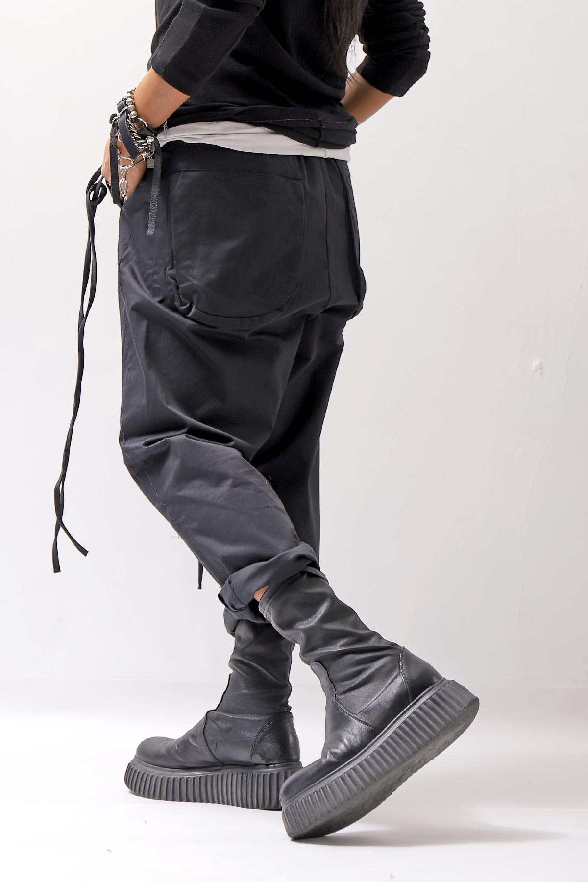 【studio b3】 UNISEX COTTON SARROUEL PANTS OGB1760/M2_BLACK