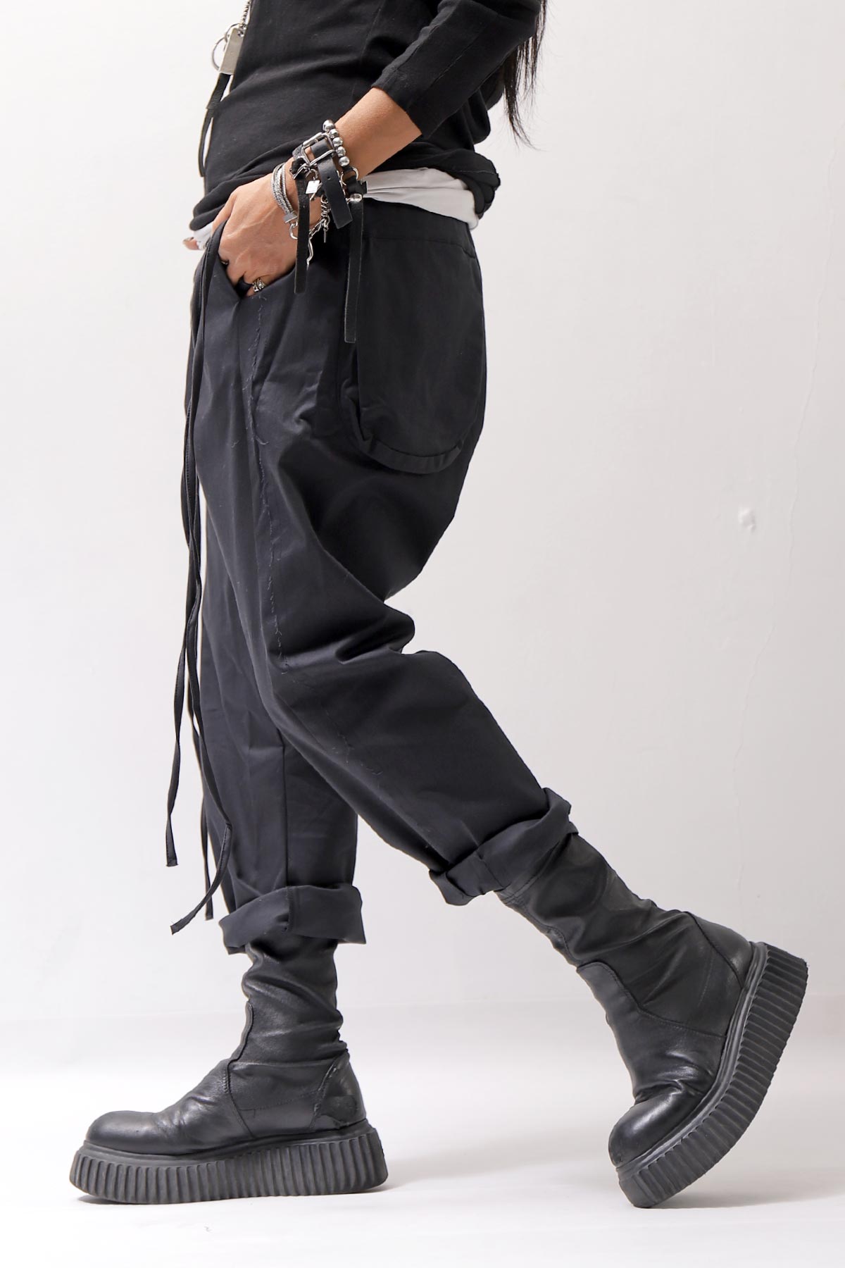 【studio b3】 UNISEX COTTON SARROUEL PANTS OGB1760/M2_BLACK