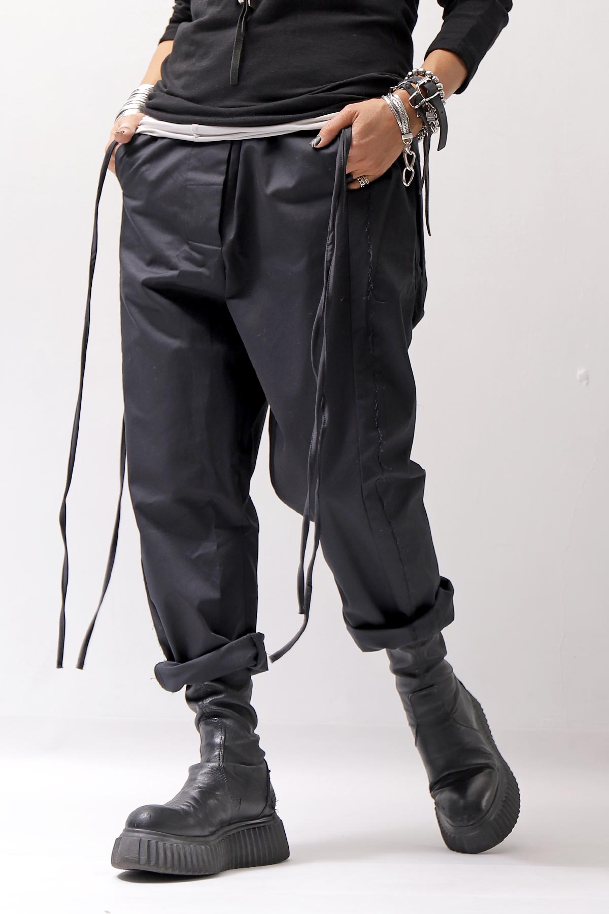 【studio b3】 UNISEX COTTON SARROUEL PANTS OGB1760/M2_BLACK