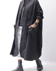 【bajra】 UNISEX TWILLED COTTON BACK DRAPE CARDIGAN COAT 160QB01LG_BLACK