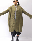 【bajra】 UNISEX TWILLED COTTON BACK DRAPE SHIRT CARDIGAN 160QB01SH_KHAKI BROWN