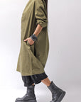 【bajra】 UNISEX TWILLED COTTON BACK DRAPE SHIRT CARDIGAN 160QB01SH_KHAKI BROWN