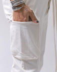 【thom/krom】 UNISEX MIXED COTTON RIB PANTS MST512_CREAM