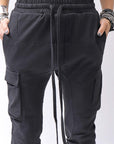 【thom/krom】 UNISEX MIXED COTTON RIB PANTS MST512_BLACK