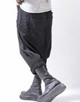 【studio b3】 UNSEX DENIM&SWEAT BOX SARROUEL PANTS RBB1974_BLACK