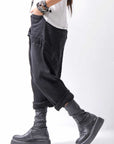 【studio b3】 UNSEX DENIM&SWEAT BOX SARROUEL PANTS RBB1974_BLACK